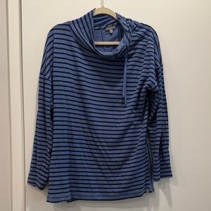 Talbots Navy Striped Cowl Neck Sweater